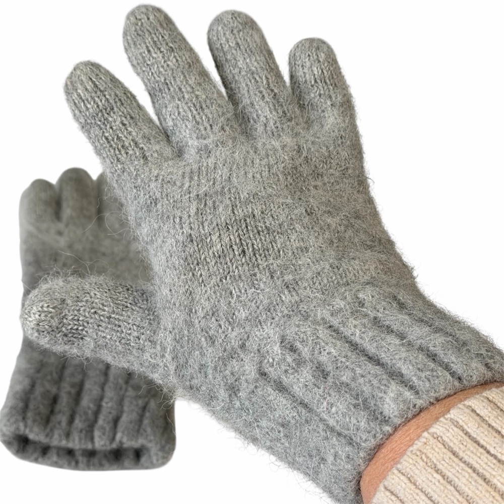 America’s Alpaca Ladies Knit Gloves Gray Sz Medium 100% Alpaca Made in Peru